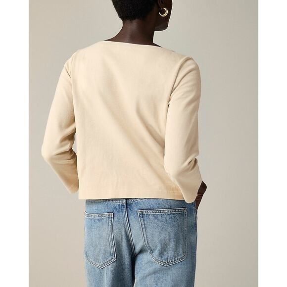 J. Crew Mariner Jersey Long-Sleeve T-Shirt Embellishment Light Khaki S NWT - Picture 2 of 12